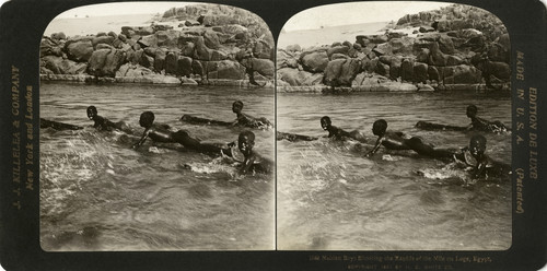 Egypt: Nile, 1901. /N'Nubian Boys Shooting The Rapids Of The Nile On Logs, Egypt.' Stereograph, 1901. Poster Print by Granger Collection - Item # VARGRC0324789