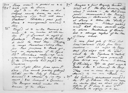 Wolfe: Journal, 1759. /Npages From The Journal Of General James Wolfe Showing Entries Made From 25-29 June 1759, When He Led The British Siege Of Quebec During The French And Indian War. Poster Print by Granger Collection - Item # VARGRC0118789 Wolfe: Journal, 1759. /Npages From The Journal Of General James Wolfe Showing Entries Made From 25-29 June 1759, When He Led The British Siege Of Quebec During The French And Indian War. Poster Print by Granger Collection - Item # VARGRC0118789