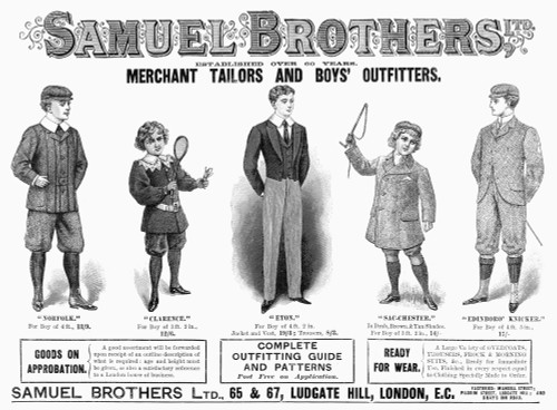 Boys' Fashion, 1898. /Nadvertisement From An English Newspaper Of 1898 For Boys Outfits, Including One Worn By Students At Eton College. Poster Print by Granger Collection - Item # VARGRC0093263