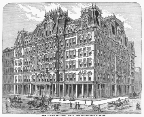 Chicago: Singer Building. /Nthe New Singer Building, State And Washington Streets, Chicago, Illinois. Wood Engraving, American, 1878. Poster Print by Granger Collection - Item # VARGRC0101183