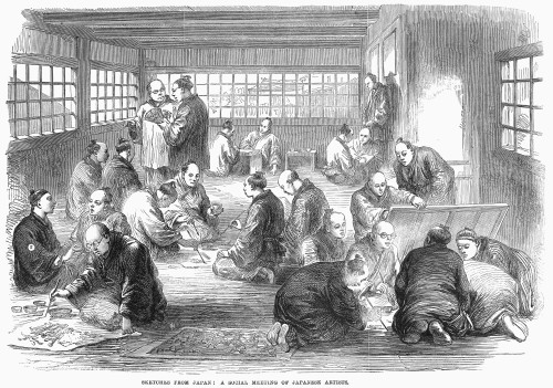 Japan: Artists, 1866. /N'A Social Meeting Of Japanese Artists.' Wood Engraving, English, 1866. Poster Print by Granger Collection - Item # VARGRC0094194