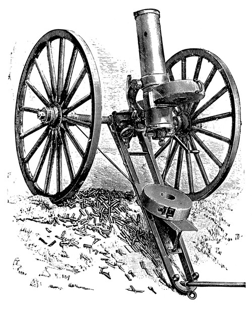 Gatling Gun, 19Th Century. /Nan Improved Version Of Richard Jordan Gatling'S Gun With Drum-Feed Magazine. Line Engraving, Late 19Th Century. Poster Print by Granger Collection - Item # VARGRC0038691