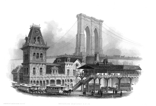 Brooklyn Bridge, 1885. /Nbanknote Engraving, American. Poster Print by Granger Collection - Item # VARGRC0076478