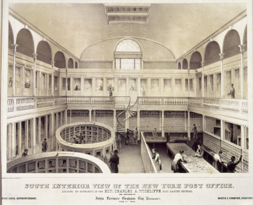 New York City: Post Office. /N'South Interior View Of The New York Post Office.' Lithograph, 1845. Poster Print by Granger Collection - Item # VARGRC0102910 New York City: Post Office. /N'South Interior View Of The New York Post Office.' Lithograph, 1845. Poster Print by Granger Collection - Item # VARGRC0102910