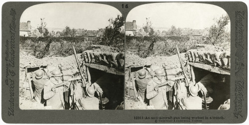 World War I: Anti-Aircraft. /Nfrench Soldiers Manning An Anti-Aircraft Machine Gun In A Trench In Rural France During World War I. Stereograph, C1914-1918. Poster Print by Granger Collection - Item # VARGRC0325745 World War I: Anti-Aircraft. /Nfrench Soldiers Manning An Anti-Aircraft Machine Gun In A Trench In Rural France During World War I. Stereograph, C1914-1918. Poster Print by Granger Collection - Item # VARGRC0325745