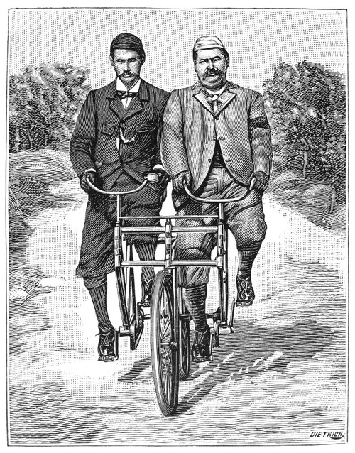 Tandem Bicycle, 1896. /Nthe Sociable Bicycle. Wood Engraving, French, 1896. Poster Print by Granger Collection - Item # VARGRC0101219