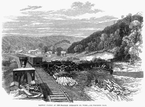 Petroleum Works, 1864. /Nrailway Station At The Franklin Petroleum Oil Works, Pennsylvania. Wood Engraving, 1864. Poster Print by Granger Collection - Item # VARGRC0096912