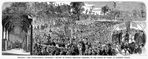 Sunday School Centennial. /Nthe Prince Of Wales Reviews Twenty Thousand Children At /Nlambeth Palace, London, In July 1880. Wood Engraving From A Contemporary /Namerican Newspaper. Poster Print by Granger Collection - Item # VARGRC0099159