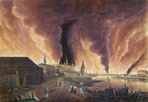 Napoleon I: Moscow, 1812. /Nthe Burning Of Moscow, Russia By Napoleon'S Troops, September 1812. Contemporary Color Engraving. Poster Print by Granger Collection - Item # VARGRC0128833