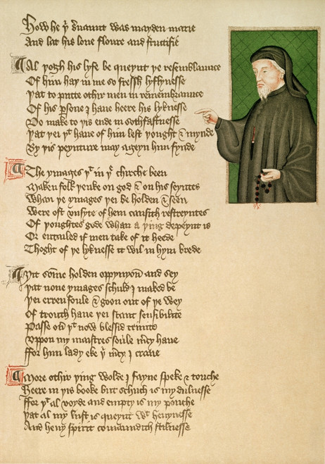 Geoffrey Chaucer /N(1340-1400). English Poet. Illumination From The Early 15Th Century Manuscript Of Thomas Hoccleve'S 'De Regimine Principum.' Poster Print by Granger Collection - Item # VARGRC0008195