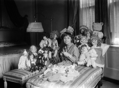 Girl And Dolls, C1910. /Na Young Girl Knitting Doll Clothes. Photograph, Early 20Th Century. Poster Print by Granger Collection - Item # VARGRC0322210