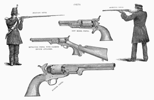 Colt Weapons, 1867. /Na Selection Of American Colt Weapons. Wood Engraving, 1867. Poster Print by Granger Collection - Item # VARGRC0102134