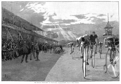 Bicycle Tournament, 1886. /N'The Bicycle Tournament At Springfield, Massachusetts.' Wood Engraving, 1886, After Henry Sandham. Poster Print by Granger Collection - Item # VARGRC0088339