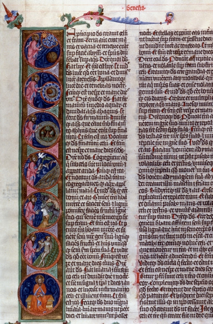 Bohemian Bible, 1391. /Ninitial "I" With Illuminated Creation Scenes, From A Bohemian Bible, 1391, In Latin. Poster Print by Granger Collection - Item # VARGRC0026258
