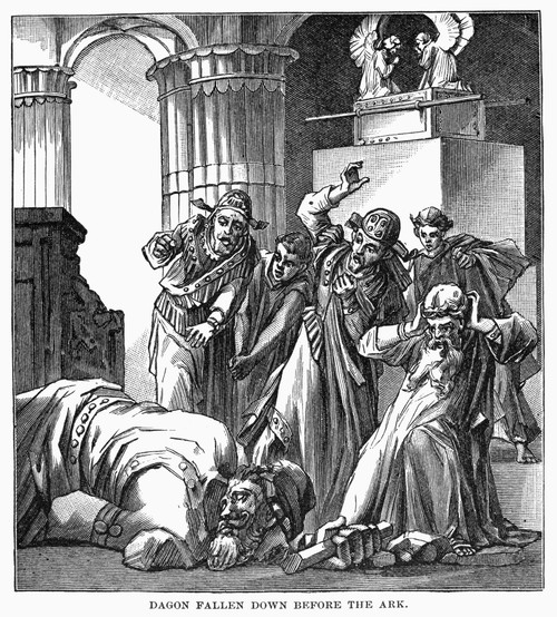 Ark Of The Covenant. /Nstatue Of Dagon (God Of The Philistines) Fallen Down Before The Ark Of The Covenant. Line Engraving, 19Th Century. Poster Print by Granger Collection - Item # VARGRC0097465