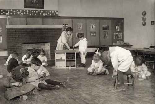Hine: Kindergarten, 1917. /Nchildren Making Wooden Doll House Pieces In A Kindergarten Classroom At The Horace Mann School In Tulsa, Oklahoma. Photograph By Lewis Hine, March 1917. Poster Print by Granger Collection - Item # VARGRC0121958