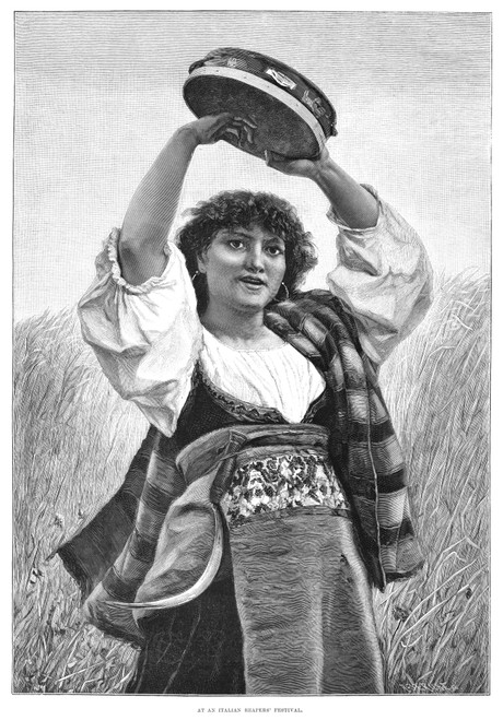Reapers' Festival, 1889. /Nperformer At An Italian Harvest Festival. Engraving, English, 1889. Poster Print by Granger Collection - Item # VARGRC0265761