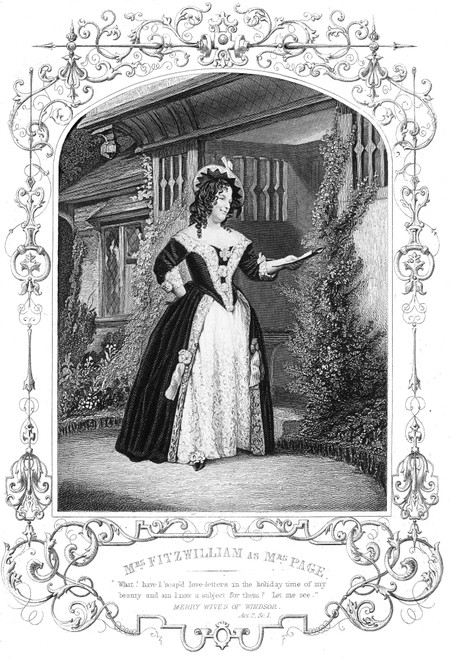 Merry Wives Of Windsor. /Nfanny Elizabeth Fitzwilliam As Mrs. Page In William Shakespeare'S 'Merry Wives Of Windsor.' Steel Engraving, English, C1870. Poster Print by Granger Collection - Item # VARGRC0071371