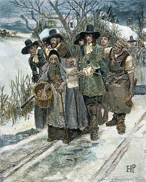 Arresting A Witch /Nin The Streets Of Salem, Massachusetts, 1692. Wood Engraving, 1883, After Howard Pyle. Poster Print by Granger Collection - Item # VARGRC0061264