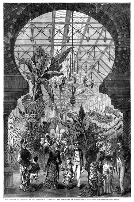 Centennial Fair, 1876. /Nvisitors At The Horticulture Hall At The Centennial Exposition In Philadelphia, Pennsylvania, 10 May 1876. Contemporary American Wood Engraving. Poster Print by Granger Collection - Item # VARGRC0267622