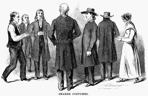 Shakers, 1875. /Nshaker Costumes. Wood Engraving, 1875. Poster Print by Granger Collection - Item # VARGRC0077348