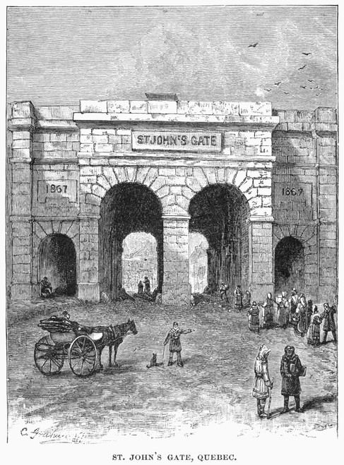 Canada: Quebec. /Nst. John'S Gate, Quebec, Canada. Line Engraving, 19Th Century. Poster Print by Granger Collection - Item # VARGRC0094566