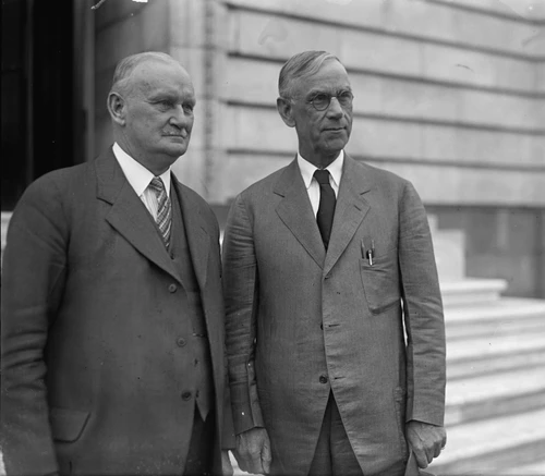 Hawley And Smoot, 1929. /Nrepresentative Willis C. Hawley (Left) And Senator Reed Smoot, Advocates Of The Hawley-Smoot Tariff Act. Photograph, 11 April 1929. Poster Print by Granger Collection