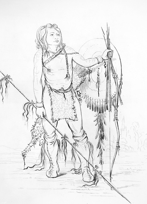 Comanche Chief, 1844. /Nhis-Oo-San-Ches, A Comanche Chief. Line Engraving After George Catlin, 1844. Poster Print by Granger Collection - Item # VARGRC0012287