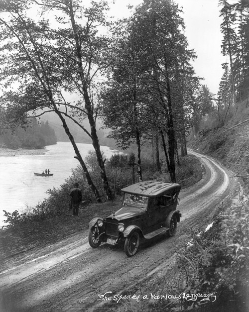 Oregon: Road, C1921. /Na Car On A Road Beside A Fishing Stream In Oregon. Photograph, C1921. Poster Print by Granger Collection - Item # VARGRC0164184