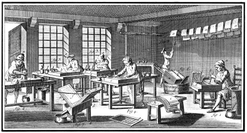 Paper, 18Th Century. /Nworkers Making Marbled Paper By Placing It On Top Of Water With Floating Pigments. Copper Engraving From 'L'Encyclopedie' Of Denis Diderot, 18Th Century. Poster Print by Granger Collection - Item # VARGRC0371369