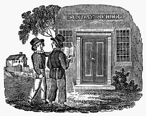 Sunday School, C1835. /Nstudents On Their Way To Sunday School. Wood Engraving, Probably English, C1835. Poster Print by Granger Collection - Item # VARGRC0099192