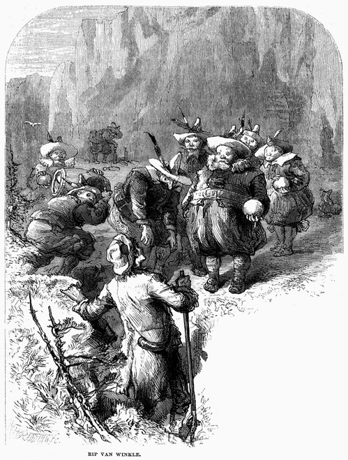 Irving: Rip Van Winkle, 1819. Rip Van Winkle Meets The Dwarfs In The Catskill Mountains. Engraving, American, 1876, Depicting A Scene From The Washington Irving Story First Published In 1819. Poster Print by Granger Collection - Item # VARGRC0054781