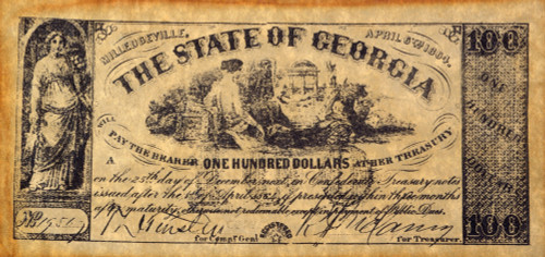 Georgia Banknote, 1864. /Nstate Of Georgia Banknote For One Hundred Dollars Issued At Willedgeville, April 1864. Poster Print by Granger Collection - Item # VARGRC0039938
