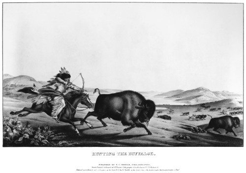 Buffalo Hunt, 1837. /N'Hunting The Buffaloe.' Lithograph After A Painting By Peter Rindisbacher. Published By E.C. Biddle, 1837. Poster Print by Granger Collection - Item # VARGRC0186402