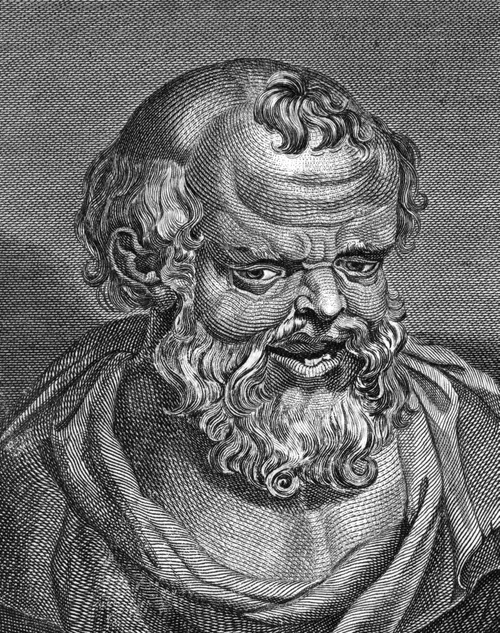 Democritus (C460-C370 B.C.). /Ngreek Philosopher Of Late 5Th And 4Th Century B.C. Copper Engraving, English, 18Th Cent. Poster Print by Granger Collection - Item # VARGRC0068371