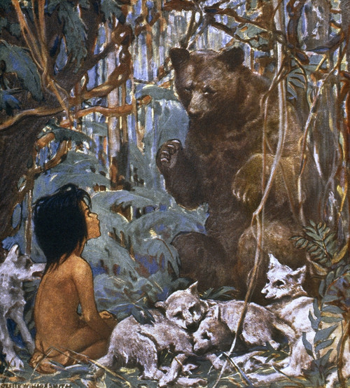 Mowgli And Baloo. /Nillustration By Jesse Willcox Smith To Rudyard Kipling'S 'The Jungle Book.' Poster Print by Granger Collection - Item # VARGRC0035155