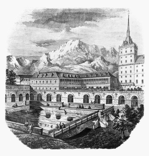 Escorial: Gardens. /Npond And Gardens In El Escorial Palace And Monastery In Spain. Wood Engraving From 'Historia Descriptiva,' By Antonio Rotondo, C1860. Poster Print by Granger Collection - Item # VARGRC0132029