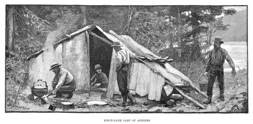 Salmon Fishing, 1890. /N'Salmon Fishing In North America - Birch-Bark Camp Of Anglers.' Engraving, 1890. Poster Print by Granger Collection - Item # VARGRC0267479