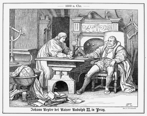 Johannes Kepler (1571-1630). /Ngerman Astronomer. Kepler (Left) Casting The Horoscope Of The Emperor Rudolf Ii At Prague, Czechoslovakia. Wood Engraving, German, 19Th Century. Poster Print by Granger Collection - Item # VARGRC0004837