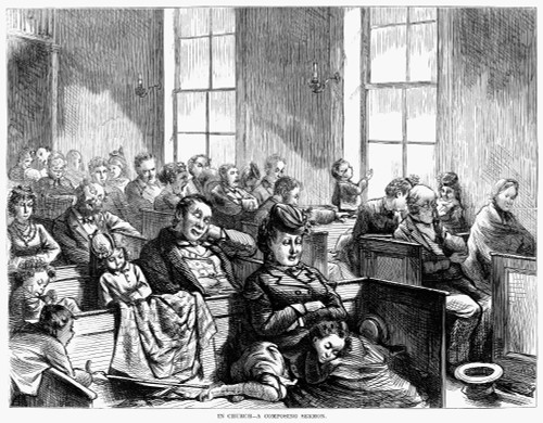 Bored Congregation, 1872. /N'In Church-A Composing Sermon.' Wood Engraving, American, 1872. Poster Print by Granger Collection - Item # VARGRC0088415