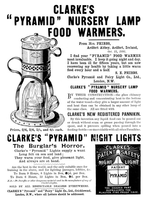 Ad: Food Warmer, C1896. /Nenglish Advertisement For Clarke'S 'Pyramid' Nursery Lamp Food Warmers, Which Keep Food Warm And Provide Light, C1896. Poster Print by Granger Collection - Item # VARGRC0266896 Ad: Food Warmer, C1896. /Nenglish Advertisement For Clarke'S 'Pyramid' Nursery Lamp Food Warmers, Which Keep Food Warm And Provide Light, C1896. Poster Print by Granger Collection - Item # VARGRC0266896