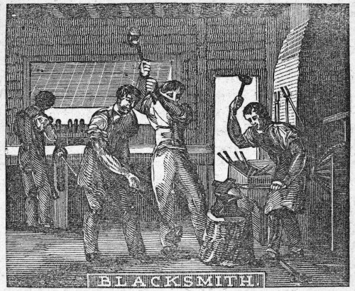 Blacksmith'S Forge, 1859. /Nthe Blacksmith And The Nailer. Wood Engraving, American, 1859. Poster Print by Granger Collection - Item # VARGRC0090846