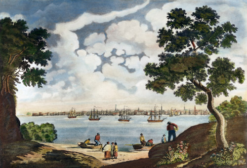 View Of New York, 1801. /Nview Of New York City From Long Island. Aquatint, 1801. Poster Print by Granger Collection - Item # VARGRC0009089