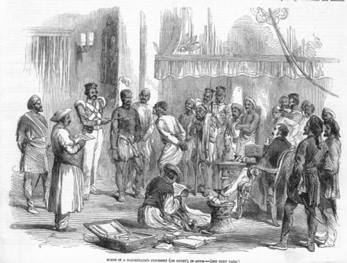 Indian Court, 1853. /Nscene In A Magistrate'S Cutchery (Court) At Oude. A Prisoner In Irons Accused Of Poisoning Is Brought Before The English Magistrate. Wood Engraving, English. Poster Print by Granger Collection - Item # VARGRC0064704