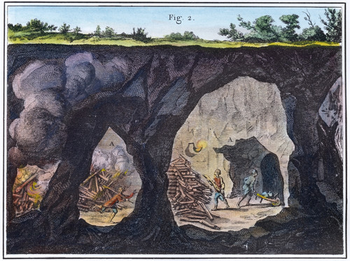 Diderot: Underground Mine. /Nminers Loosening Rocks With The Help Of Bonfires: Engraving From Denis Diderot'S Encyclopedie, 1751-1772. Poster Print by Granger Collection - Item # VARGRC0036622