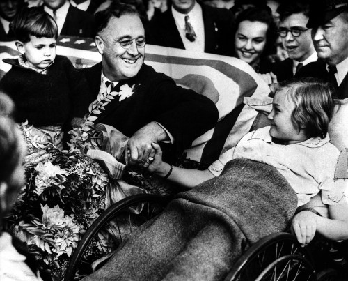 Franklin D. Roosevelt/N(1882-1945). 32Nd President Of The United States. President Roosevelt Visiting An Orthopedic Hospital In Seattle, Washington. Photographed 22 September 1932. Poster Print by Granger Collection - Item # VARGRC0108219