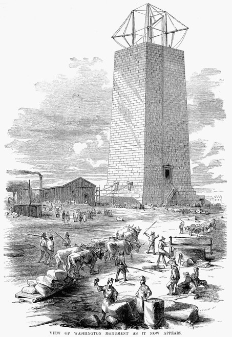 Washington Monument. /Na View Of The Washington Monument Under Construction. Wood Engraving, American, 1854. Poster Print by Granger Collection - Item # VARGRC0048041