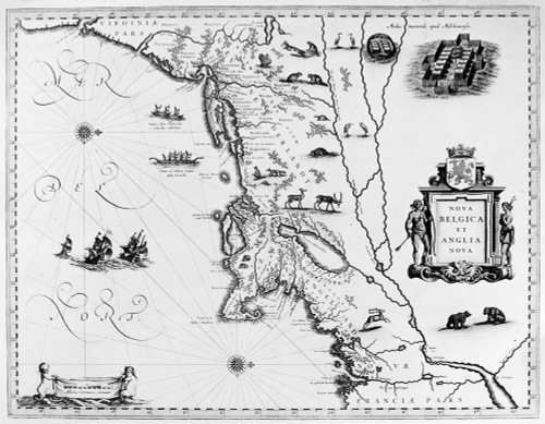 New Netherland, 1635. /Ndutch Engraved Map, 1635, Showing New Netherland, Around The Noord (Hudson) River To Just South Of Cape Cod, And New England. Poster Print by Granger Collection - Item # VARGRC0119485