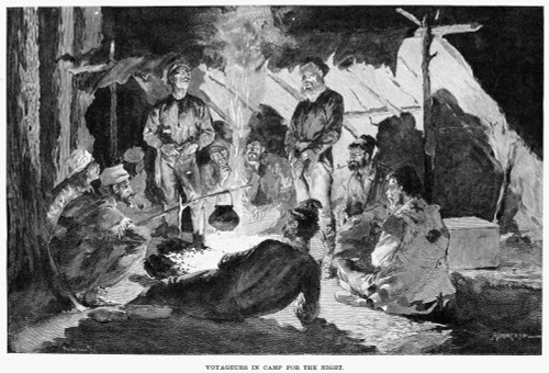 Canada: Fur Trade. /N'Voyageurs In Camp For The Night.' Wood Engraving, 1892, After Frederic Remington. Poster Print by Granger Collection - Item # VARGRC0078222
