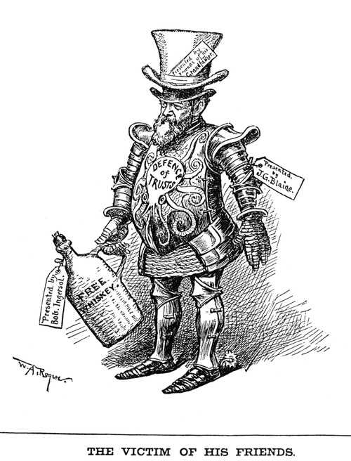 Harrison Cartoon, 1888. /Nrepublican Presidential Candidate Benjamin Harrison Portrayed As Beholden To The Moneyed Interests Of The Country. Cartoon, 1888, By W.A. Rogers. Poster Print by Granger Collection - Item # VARGRC0058307